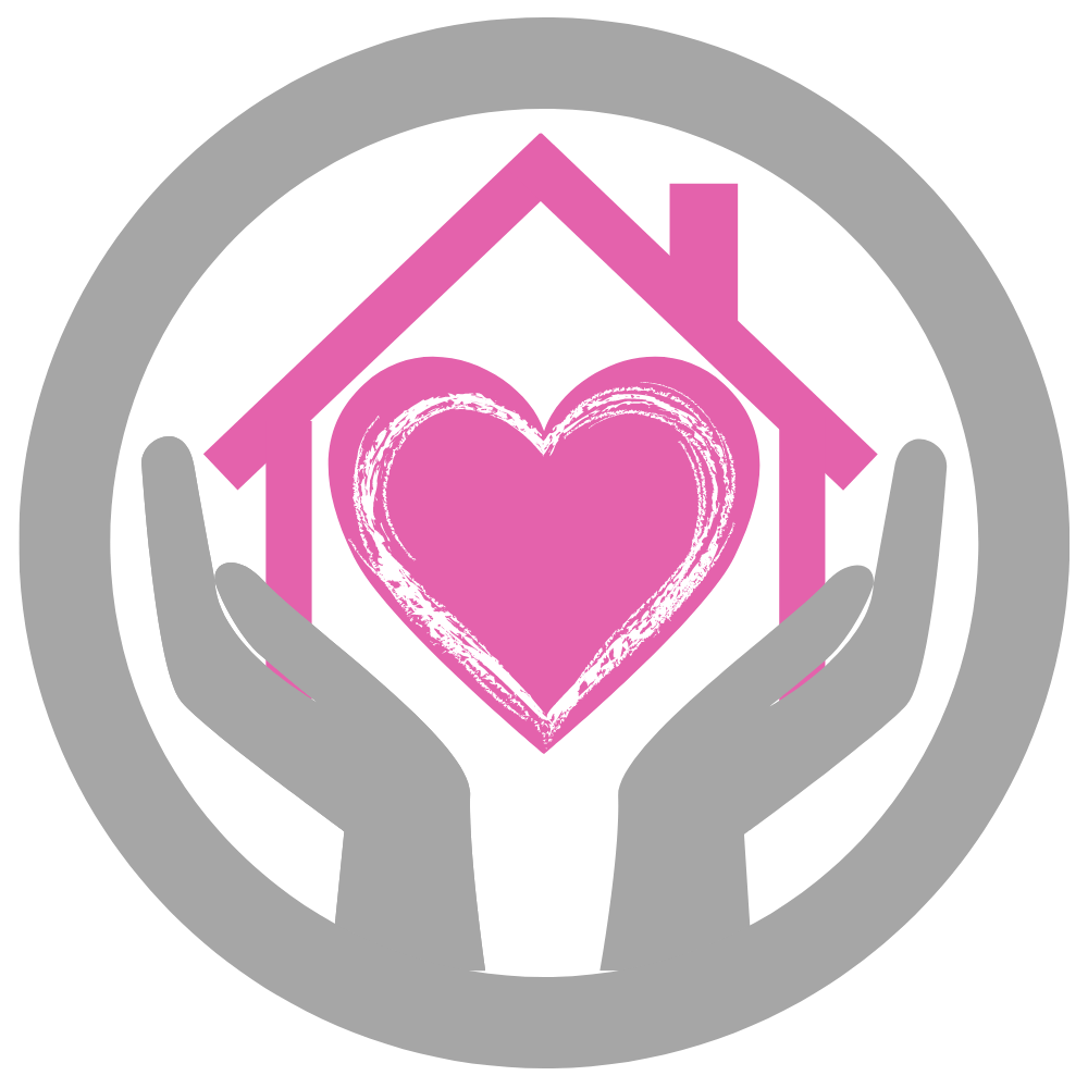 Care at home logo. Pair of hands holding up a house. 